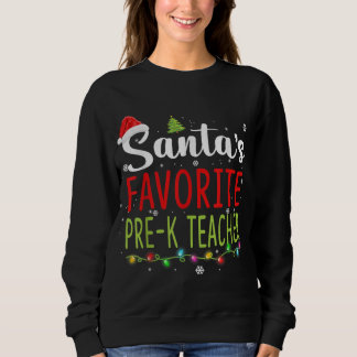 Santa's Favorite Pre K Teacher jul Santa Hat T Shirt