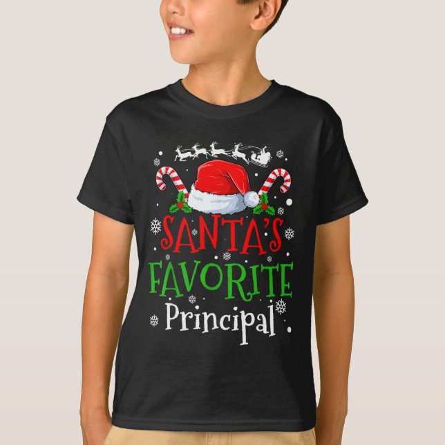 Santa's Favorite Principal Christmas Party  T Shirt (Framsida)