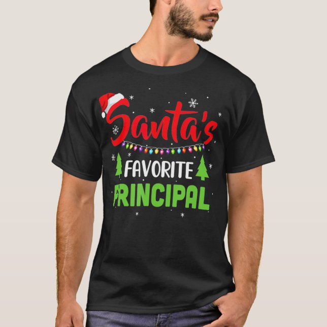 Santa's Favorite Principal Funny Christmas Xmas  T Shirt (Framsida)