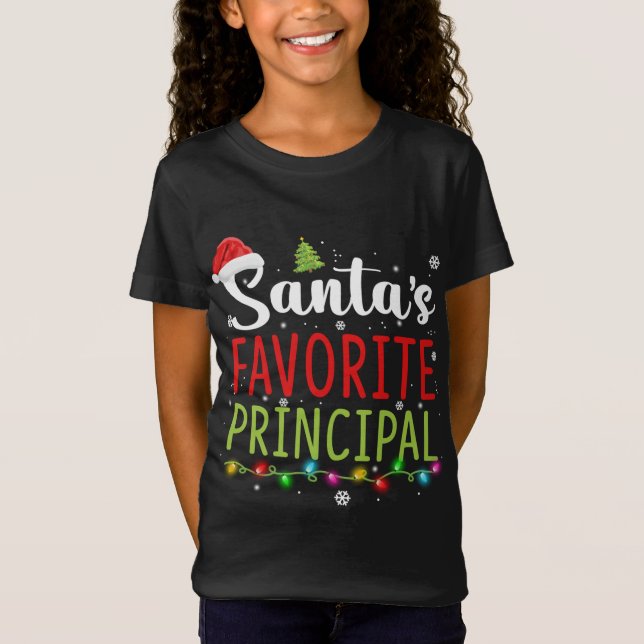 Santas Favorite Principal jul Pajama Santa H T Shirt (Framsida)