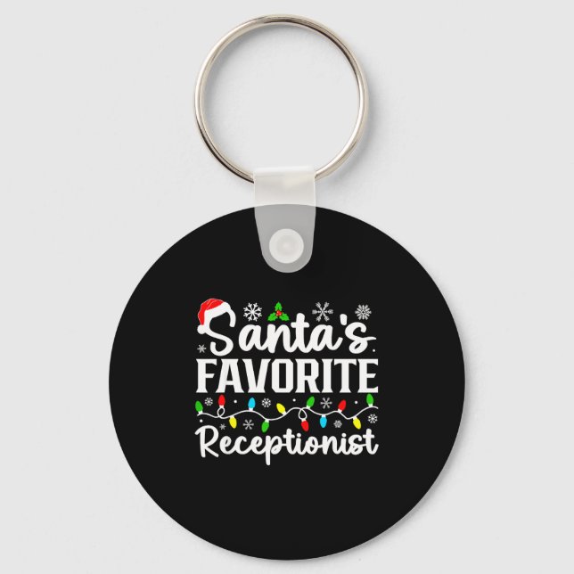 Santa's Favorite Receptionist Christmas Family Mat Nyckelring (Framsida)