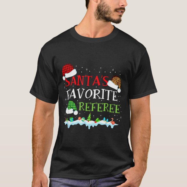 Santa's Favorite Referee Fun Christmas  T Shirt (Framsida)