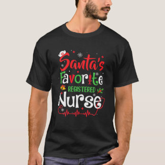 Santa's Favorite Registered Nurse Funny Nursing Ch T Shirt