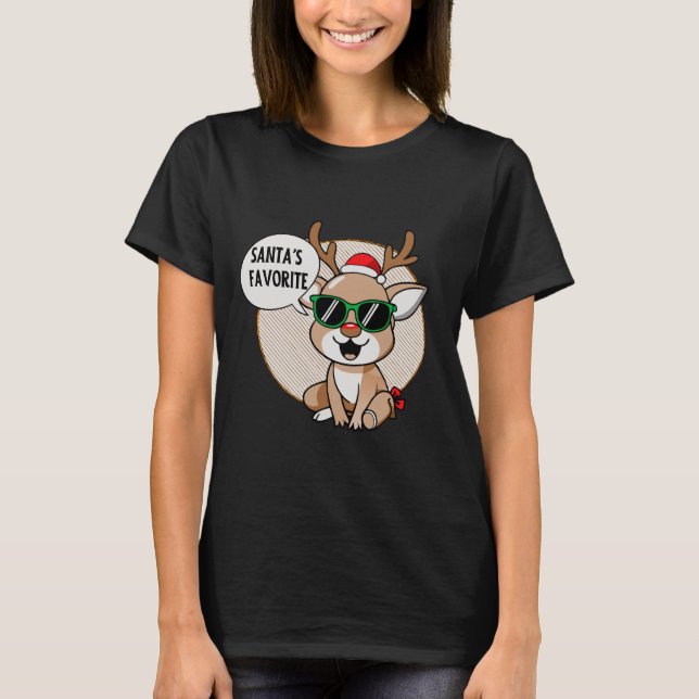 Santa's Favorite’ Reindeer Character T Shirt (Framsida)