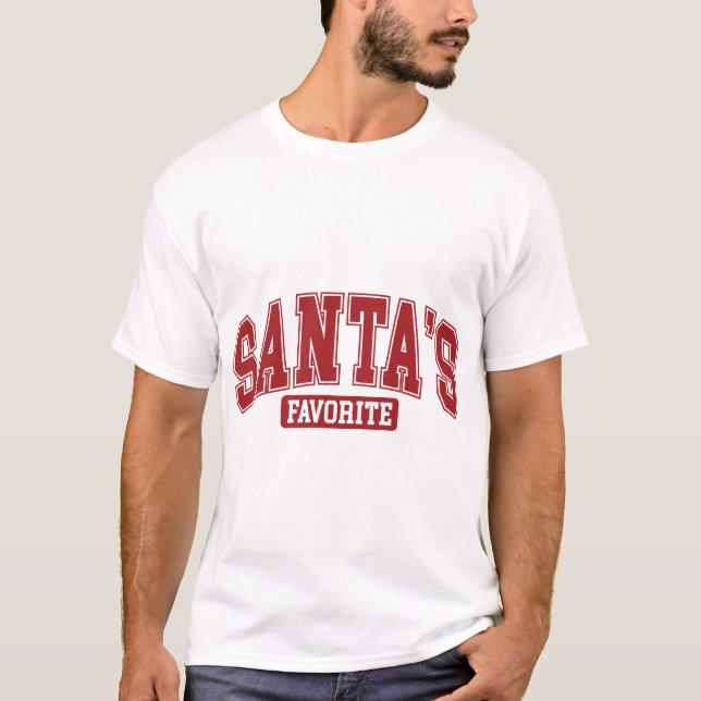 Santa's Favorite Retro jul Typography Design T Shirt (Framsida)