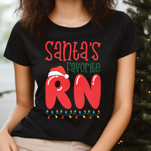 Santa's Favorite RN Funny jul Nurse T Shirt