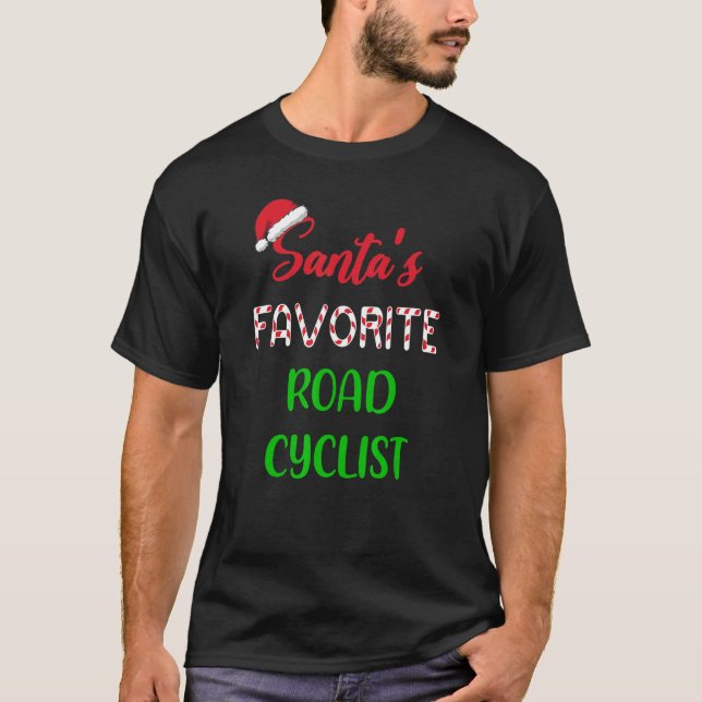 Santas Favorite Road Cyclist   Funny Cycling Chris T Shirt (Framsida)