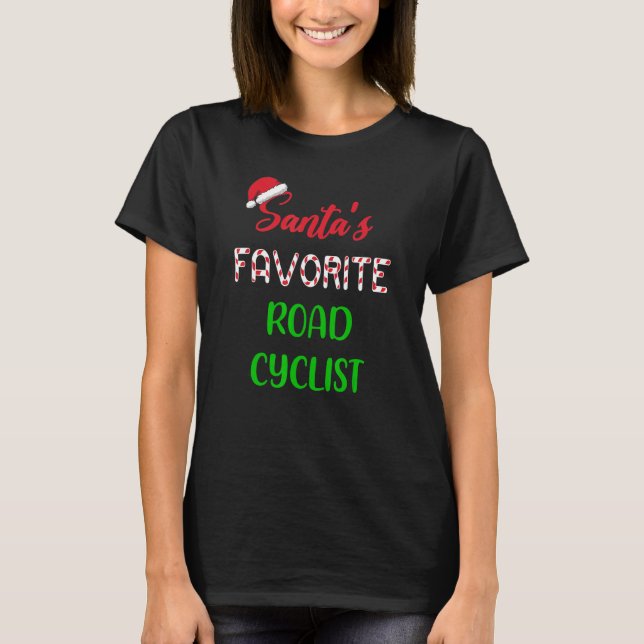 Santas Favorite Road Cyclist   Funny Cycling Chris T Shirt (Framsida)