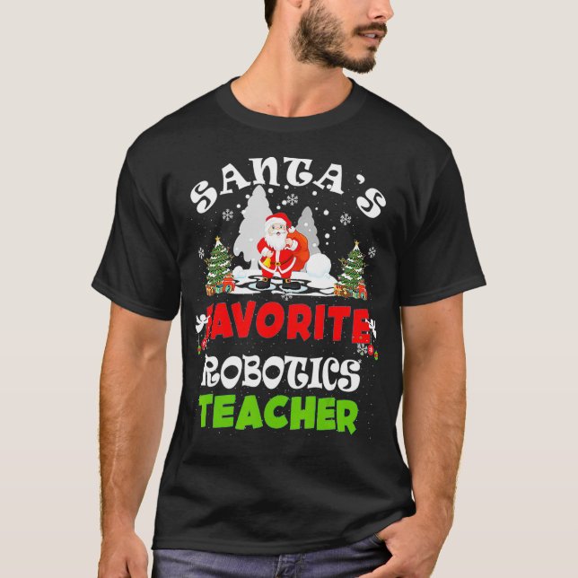 Santas Favorite Robotics Teacher jul Vacatio T Shirt (Framsida)