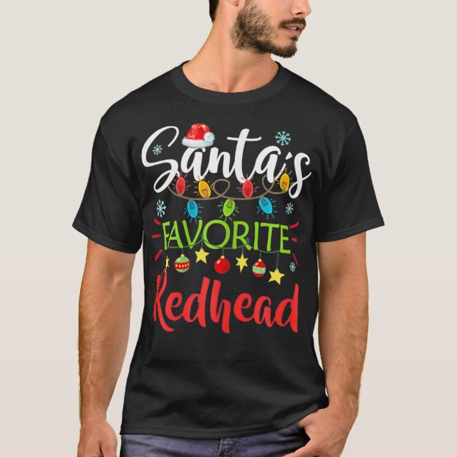 Santas Favorite Rödhårig Julafton Light Santa Hat  T Shirt (Framsida)