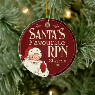 Santa's Favorite RPN för sjuksköterskor, Julgransprydnad Keramik