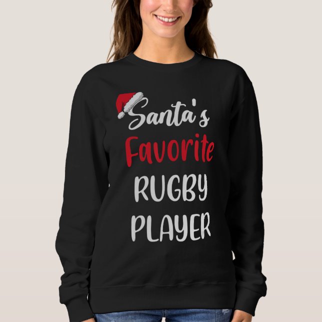 Santas Favorite Rugby Player   Christmas Rugby   T Shirt (Framsida)