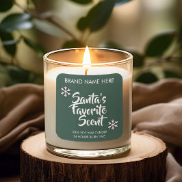 Santa's Favorite Scent | Modern Candle Labels Fyrkantigt Klistermärke