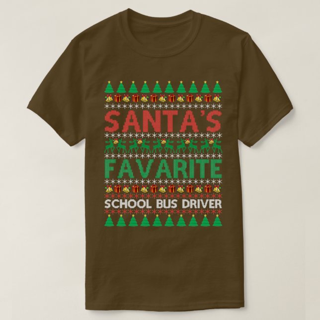 Santas Favorite School Buss Driver God Jul S T Shirt (Design framsida)