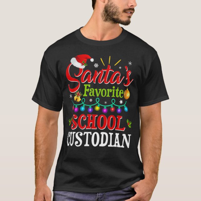 Santas Favorite School Custodian jultomten T Shirt (Framsida)