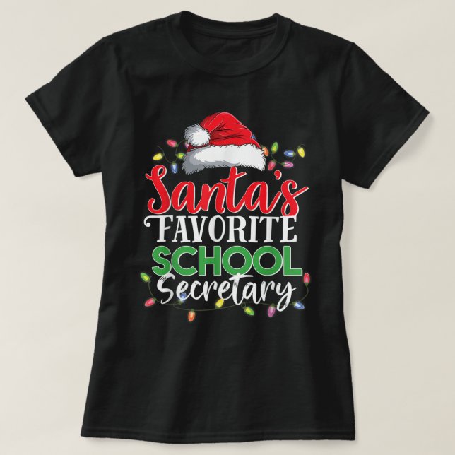 Santa's Favorite School Secretary Jul Funny T Shirt (Design framsida)