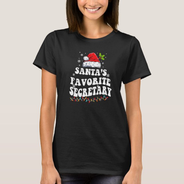 Santa's Favorite Secretary  Christmas Men Women T Shirt (Framsida)