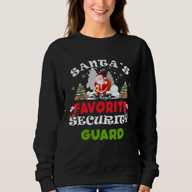 Santa's Favorite Security Guard Funny Christmas Gi T Shirt (Framsida)