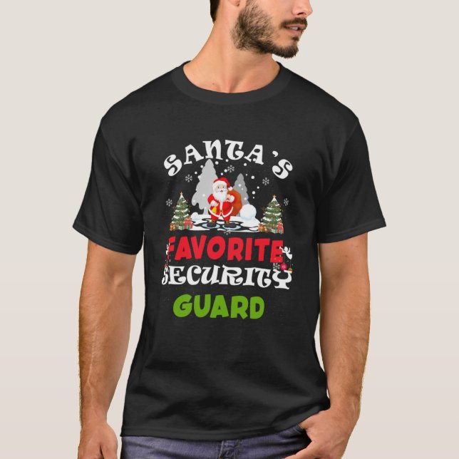 Santa's Favorite Security Guard Funny Julgi T Shirt (Framsida)