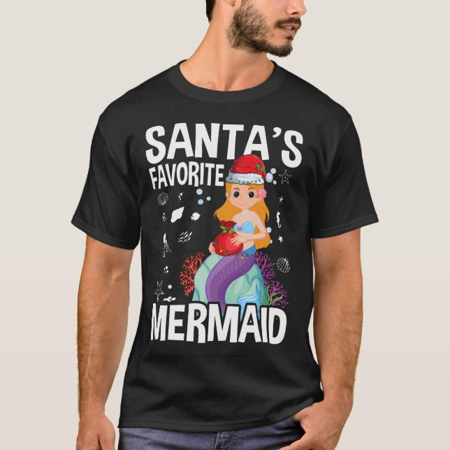 Santa's Favorite Sjöjungfru jul T Shirt (Framsida)