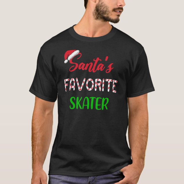 Santas Favorite Skater   Funny Figure Skating Chri T Shirt (Framsida)