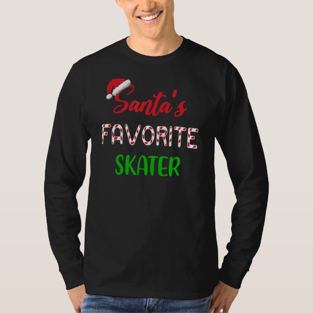 Santas Favorite Skater   Funny Figure Skating Chri T Shirt (Framsida)