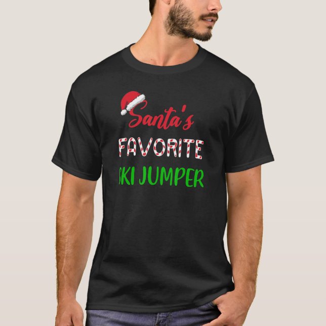 Santas Favorite Ski Jumper Funny Ski Jumping Chr T Shirt (Framsida)