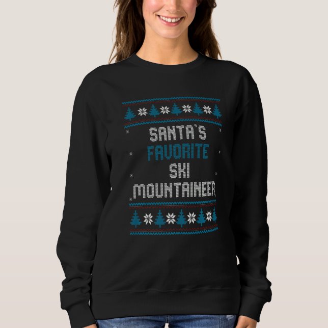 Santas Favorite Ski Mountaineer   Christmas Skiing T Shirt (Framsida)