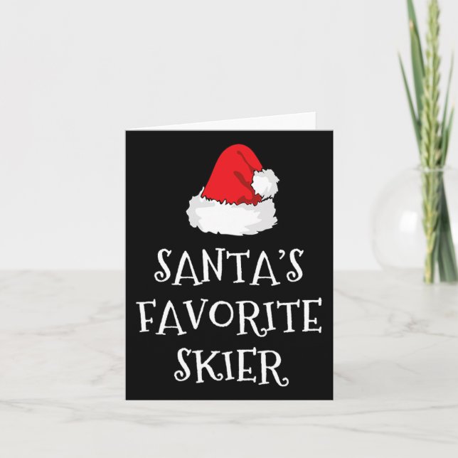 Santa's Favorite Skier jul Hat Funny Julafton Sk Kort (Framsida)