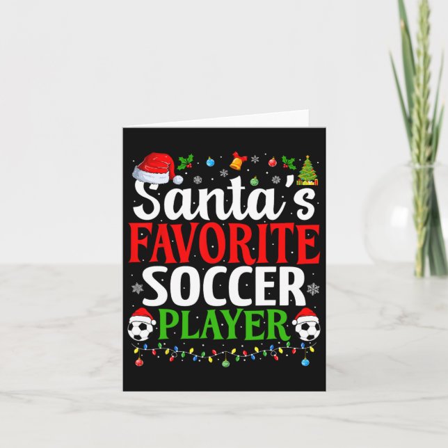 Santa's Favorite Soccer Player Julafton Funny Chri Kort (Framsida)