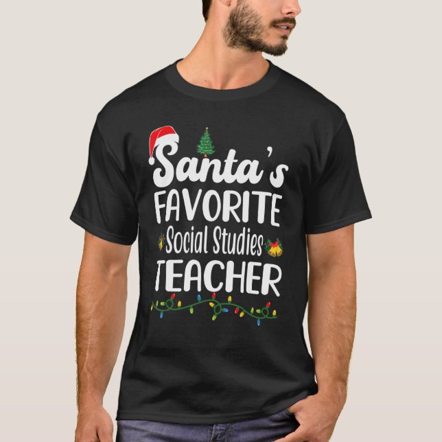 Santa's Favorite Social Studies Lärare jul T Shirt (Framsida)