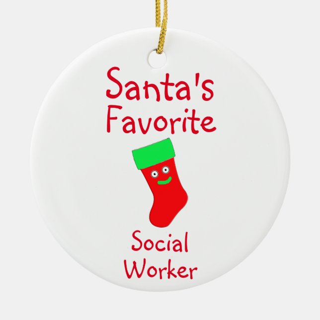 Santa's Favorite Social Worker Ceramic Ornament (Framsidan)