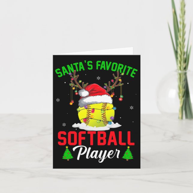 Santa's Favorite Softball Player jul Pajama Kort (Framsida)
