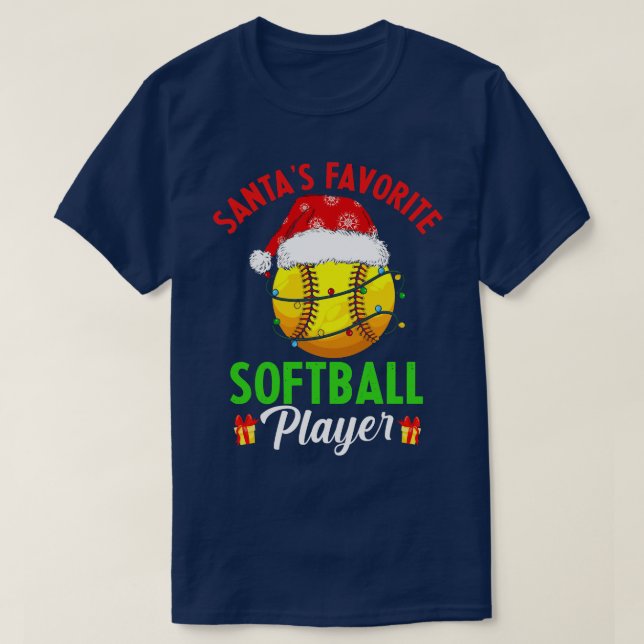 Santas Favorite Softball Player jul Pajama M T Shirt (Design framsida)