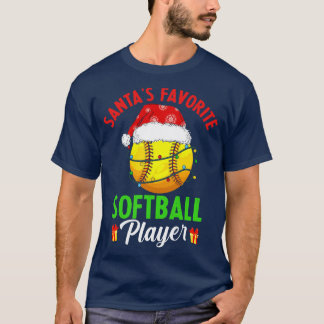 Santas Favorite Softball Player jul Pajama M T Shirt