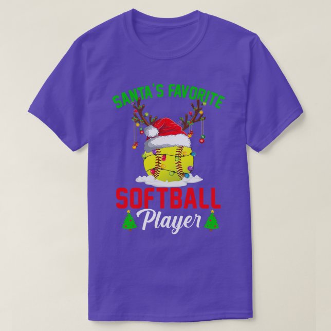 Santas Favorite Softball Player jul Pajama M T Shirt (Design framsida)