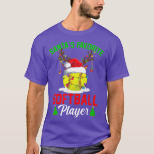 Santas Favorite Softball Player jul Pajama M T Shirt