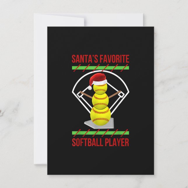Santa's Favorite Softball Player Softball mamma ju Inbjudningar (Framsida)