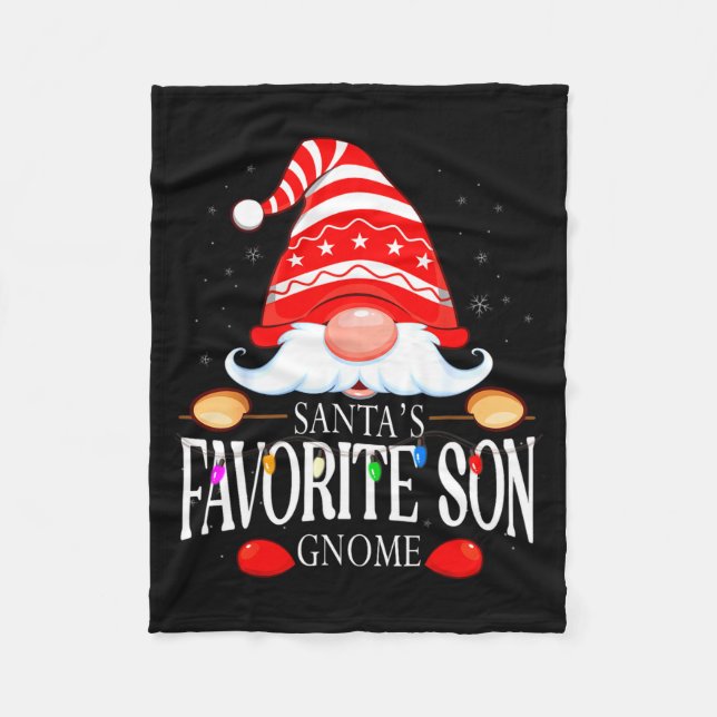 Santas Favorite Son Gnome Matching Christmas Paja  Fleecefilt (Framsidan)