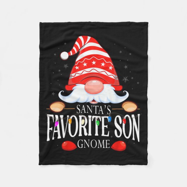 Santa's Favorite Son Gnome Matching Christmas Paja Fleecefilt (Framsidan)