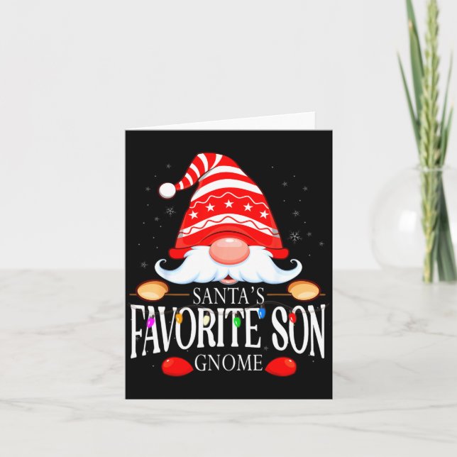 Santas Favorite Son Gnome Matching Christmas Paja  Kort (Framsida)