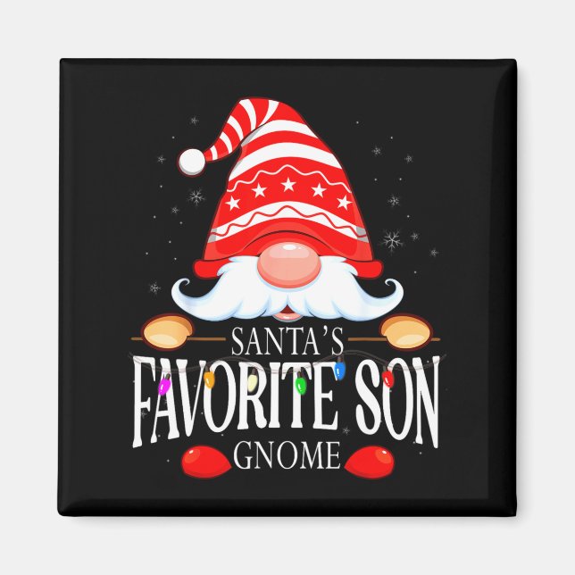 Santas Favorite Son Gnome Matching Christmas Paja  Magnet (Framsidan)