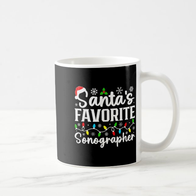 Santa's Favorite Sonographer Funny Christmas Famil Kaffemugg (Höger)