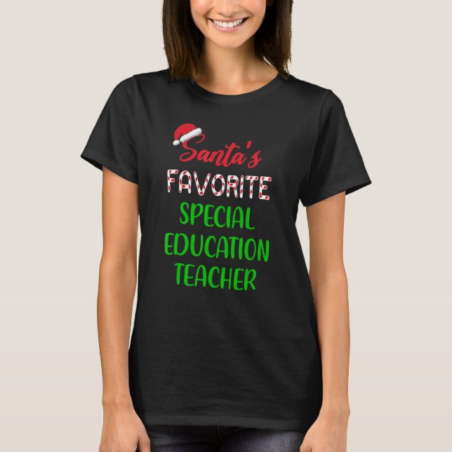 Santas Favorite Special Education Teacher   Chrits T Shirt (Framsida)