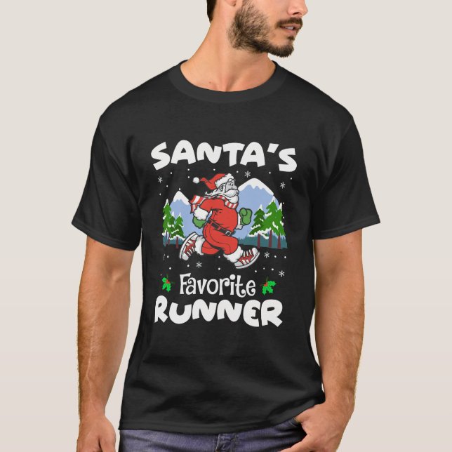 Santa's Favorite Springer Funy Running Älskare Chr T Shirt (Framsida)