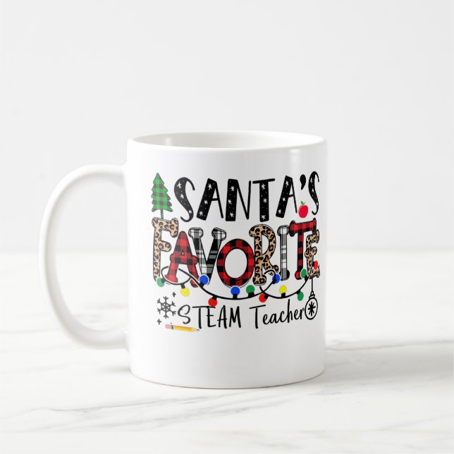 Santa's Favorite STEAM Teacher Finny julbuf Kaffemugg (Vänster)