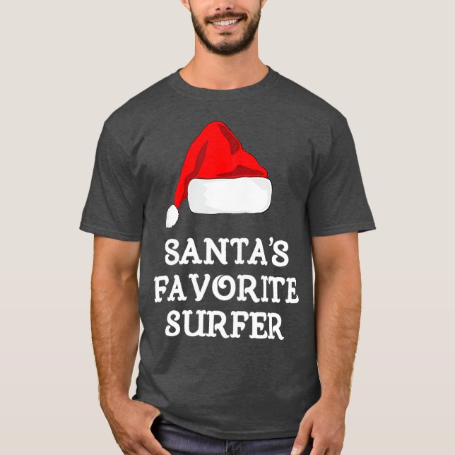 Santas Favorite Surfer Funny julgåva Surfa T Shirt (Framsida)