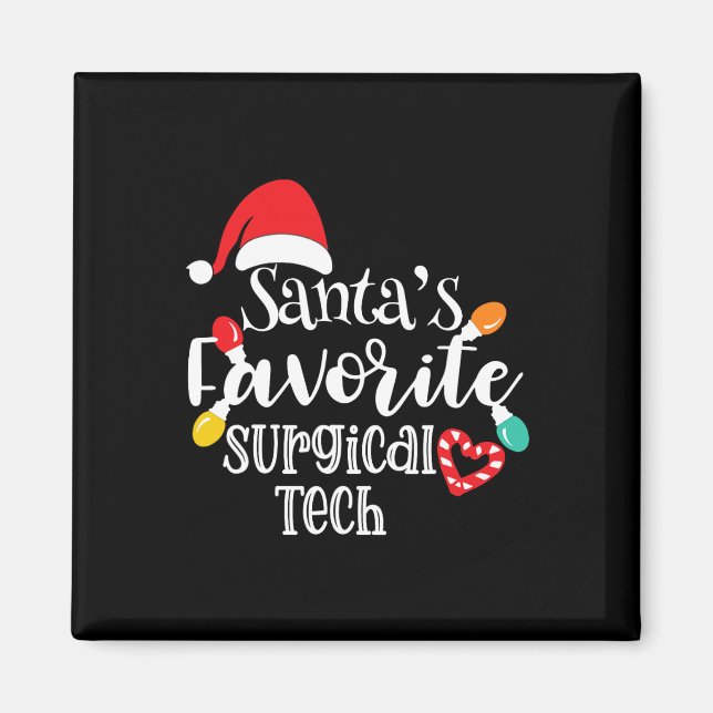 Santa's Favorite Surgical Tech Christmas Lights Sa Magnet (Framsidan)