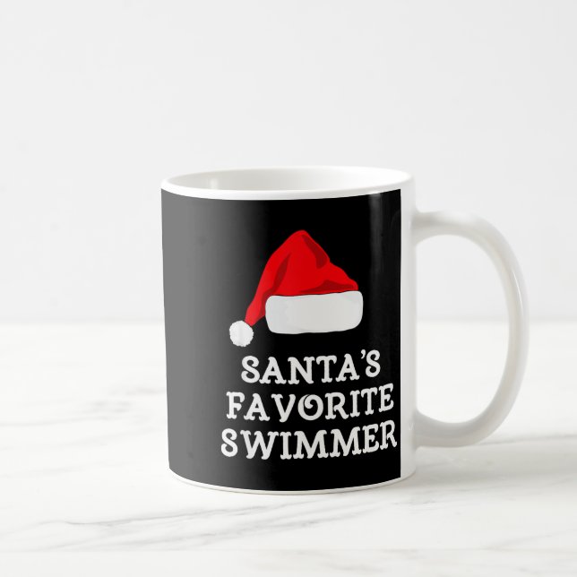 Santa's Favorite Swimmer Christmas Funny Xmas Swim Kaffemugg (Höger)