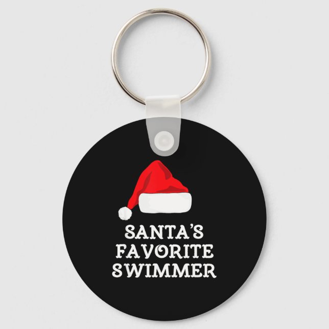 Santa's Favorite Swimmer Christmas Funny Xmas Swim Nyckelring (Framsida)